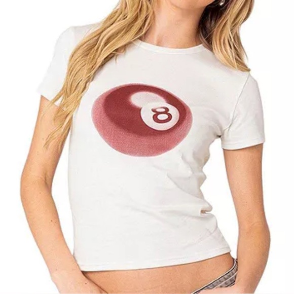 Edikted Tops - EDIKTED MAGIC 8 T-SHIRT WHITE SHORT SLEEVES GRAPHIC SZ MEDIUM